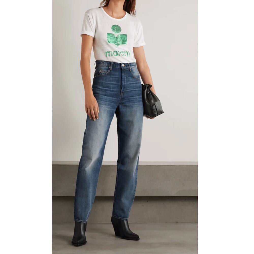 NWT ISABEL MARANT CORSY Jeans High Waist Straight Leg Blue Denim Size 2 Slouchy